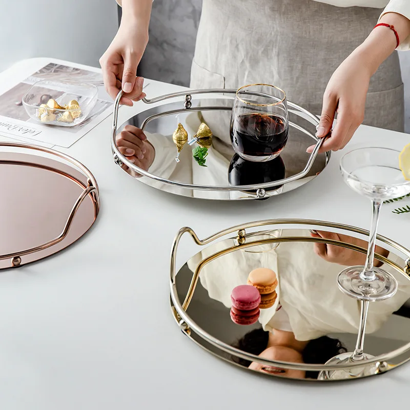 Round silver coffee table tray online