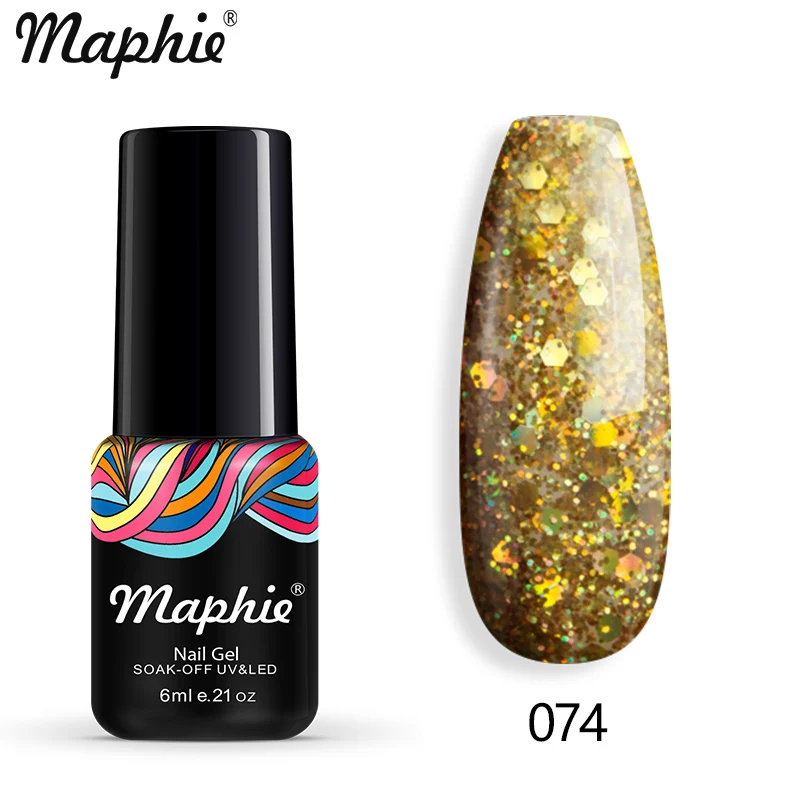 Maphie Алмазный Блеск светодиодный Гель-лак для ногтей замачиваемый долговечный Гибридный лак для ногтей синий цвет Блестки УФ Гель-лак для ногтей - Цвет: 074
