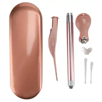 

Medicine Small LED Luminous Children Earpick Earwax Remover Tweezers Nail Clipper Set Care Tool (Champagne)