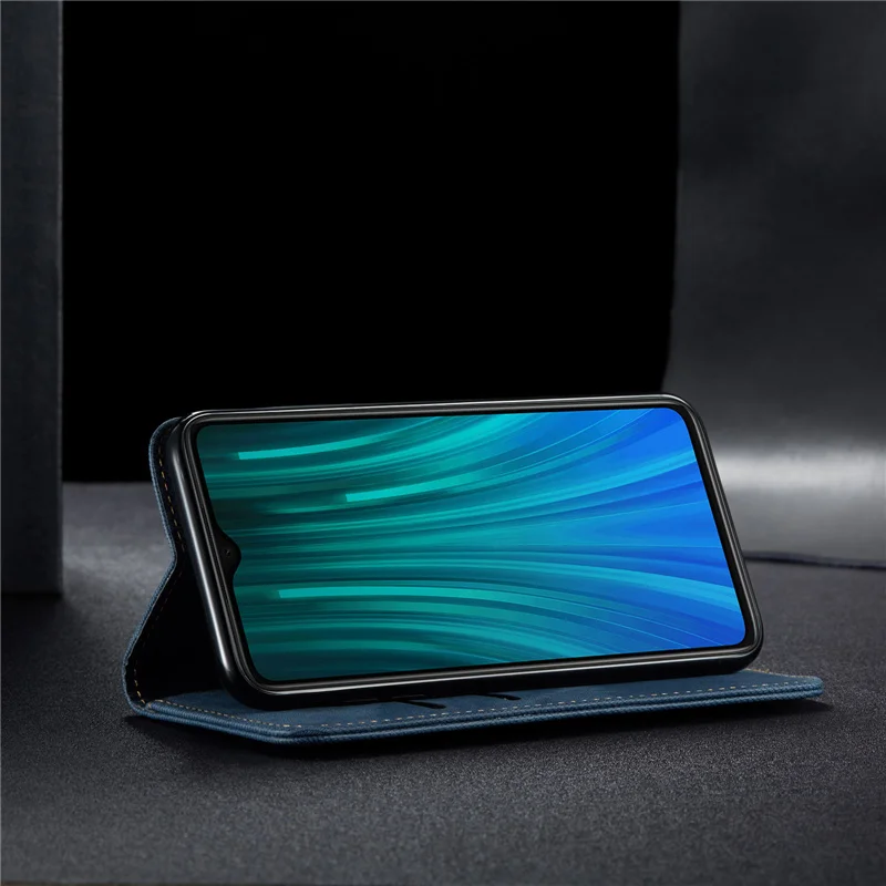 Чехол книжка в стиле ретро для Xiaomi Redmi Note 8T Джинсовый чехол бумажник с подставкой 8