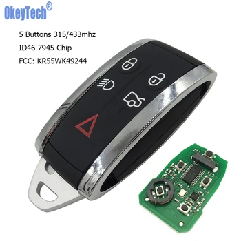 

OkeyTech Keyless Entry Car Remote Key For Jaguar XF XFR XK XKR 2009 2010 2011 2012 2013 315/433mhz ID46 7945 FCC:KR55WK49244