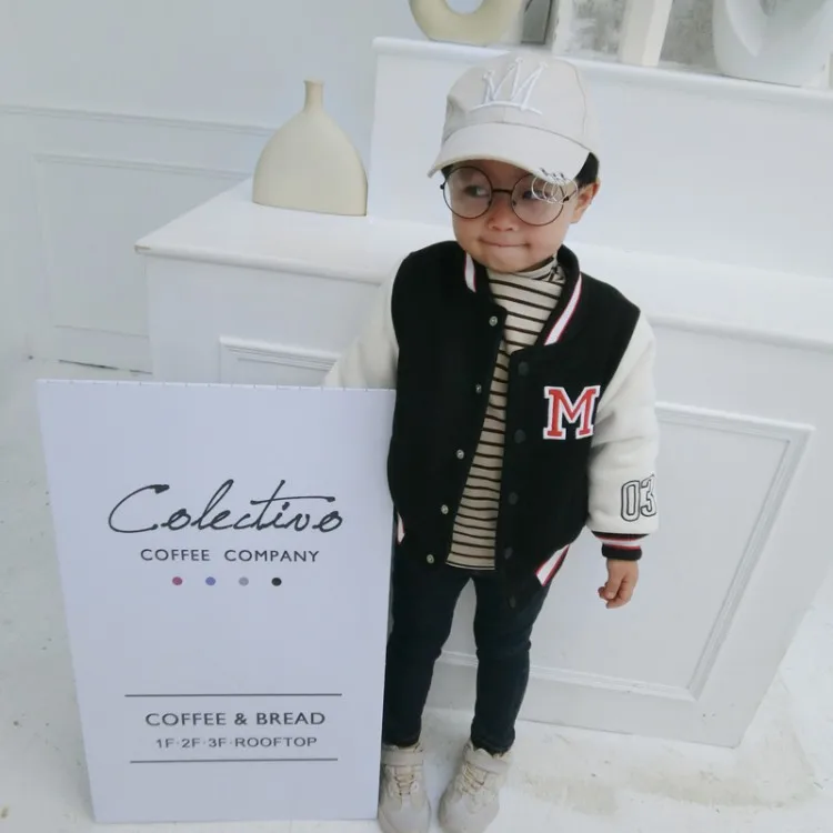 

Childrenswear Men And Women Baby 1-3 Years Old 18 Winter New Style 8055M plus Velvet Baseball Cotton-padded Clothes Korean-style
