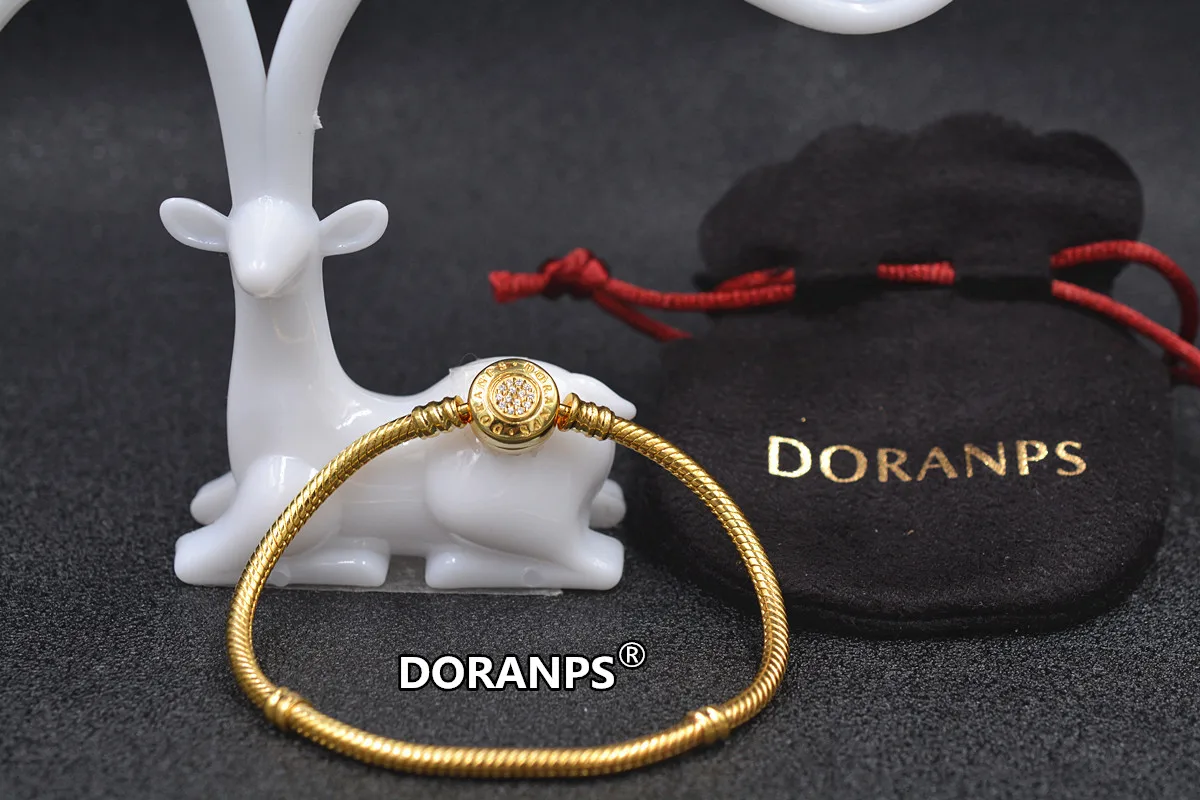Ювелирные изделия DORANPS Серебро 925 бусины Золотой браслет Шарм браслет для женщин Изготовление ювелирных изделий, 1pz