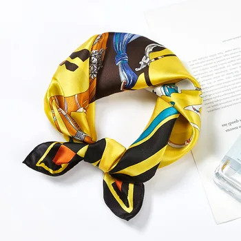

2020 New Silk Scarves Women Foulard Femme Square Head Hijab Scarf Ladies Luxury Brand Shawl 53cm Bandanna Wrap Muffler Bufanda