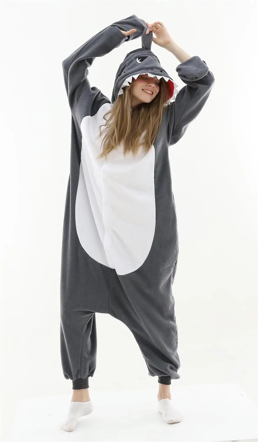 Kigurumi/Пижама для взрослых; костюм для косплея; серая акула; Onesie Lemur; одежда для сна; домашняя одежда; Пижама унисекс; праздничная одежда для женщин и мужчин