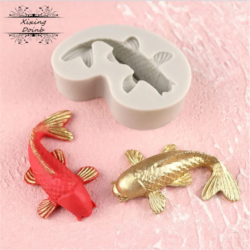 

Xixing New 1 Pc Koi Fish Carp Silicone Veiner Blessing Cake Decorating Mould Fondant Sugarcraft Mould chocolate gum paste mold