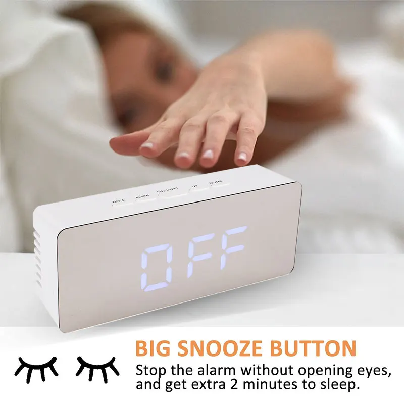 Timepiece Mirror Surface Home Timer Horologe Alarm Clock Multi-Functional Multicolo Gift Kitchen LED Display Time Prompt Remind