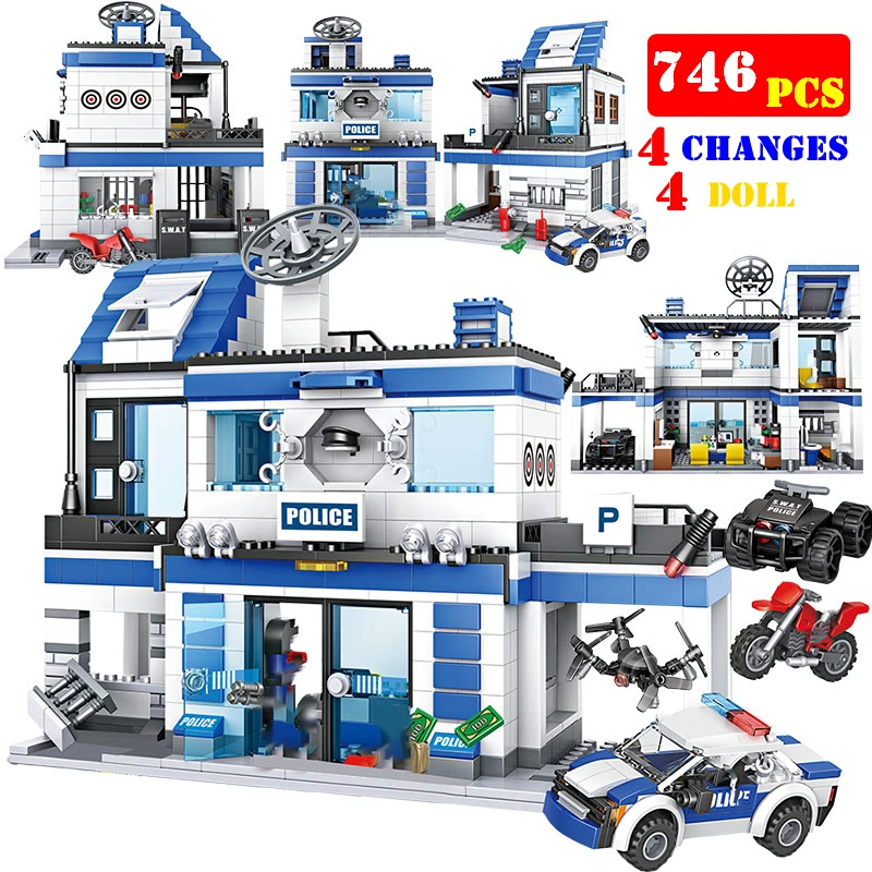 746PCS City Police Station Building Blocks SWAT Car Team Bricks Educational Toys children | Игрушки и хобби
