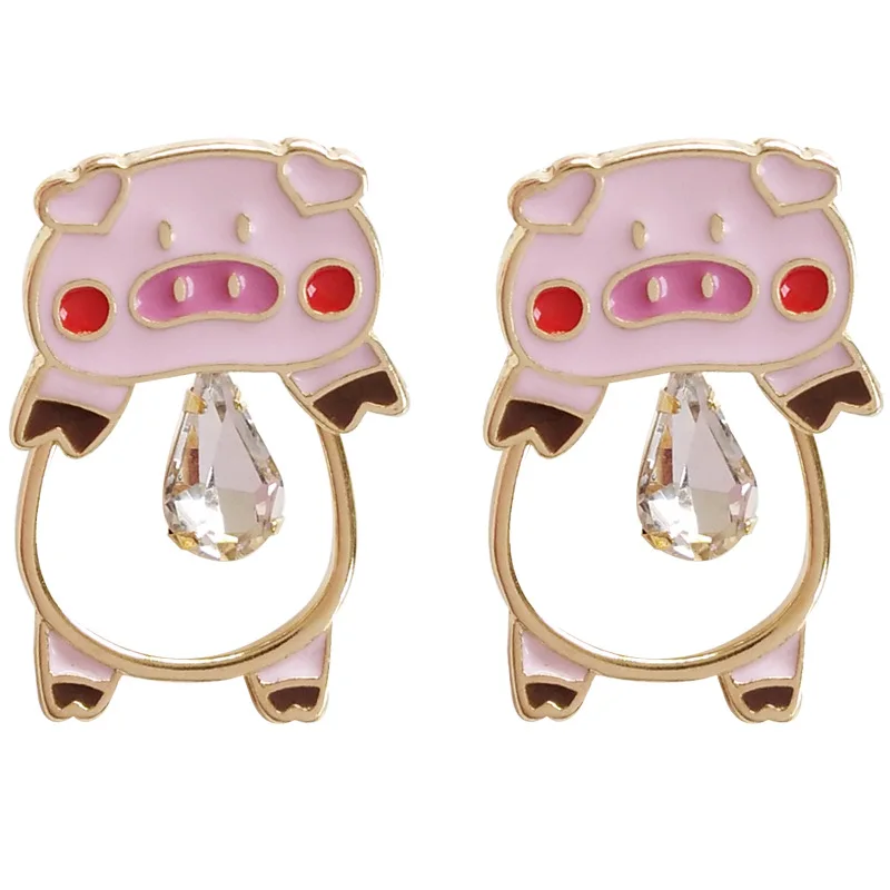 

Cute Pink Piggy Young Charm Earrings Cartoon Sweet Earrings Clip Cheap Jewelry
