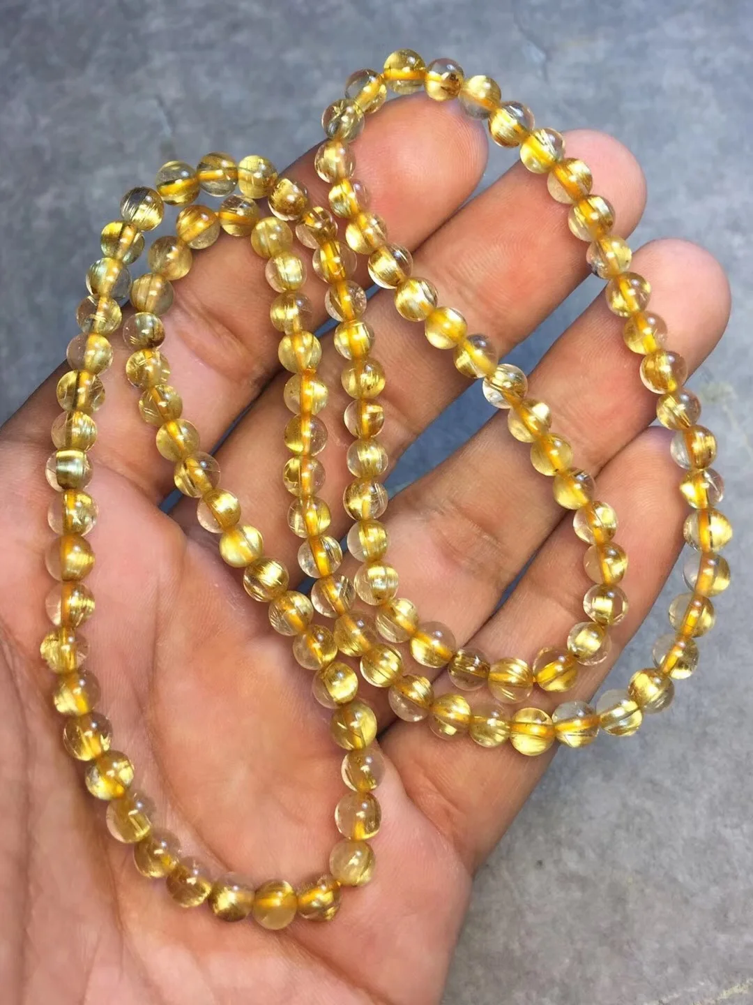 

Natural Rutile Three-loop Bracelets Hair man shun Body through Color Huang Run Clean Moist Simple And Elegant Natural Versatile