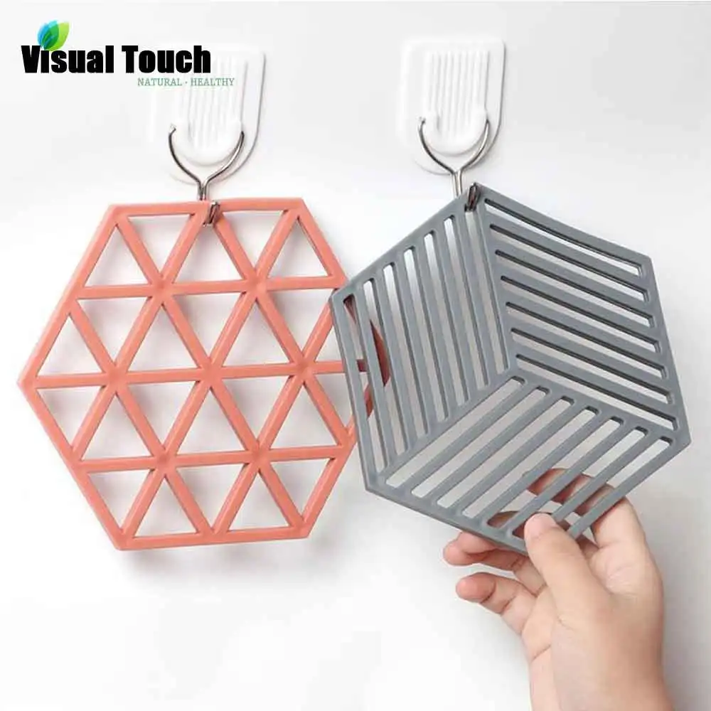 

Visual Touch 2 Styles Silicone Tableware Cup Pads Mat Coaster Hexagon Mats Pad Heat-insulated Placemat Desktop Pot Holder Decor