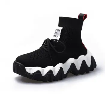 

Women's Leisure Shoes Wave Bottom High Top Knitted Women's Insfashion New Students In Spring 2020