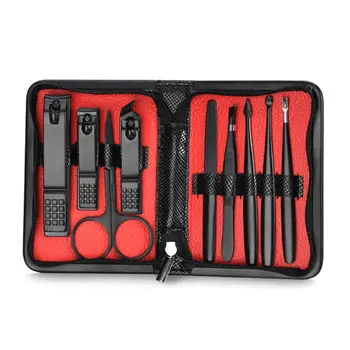 

10pcs Manicure Pedicure Set Finger Toe Nail Clippers Scissors Grooming Tool with Leather Case Kit for Women Men