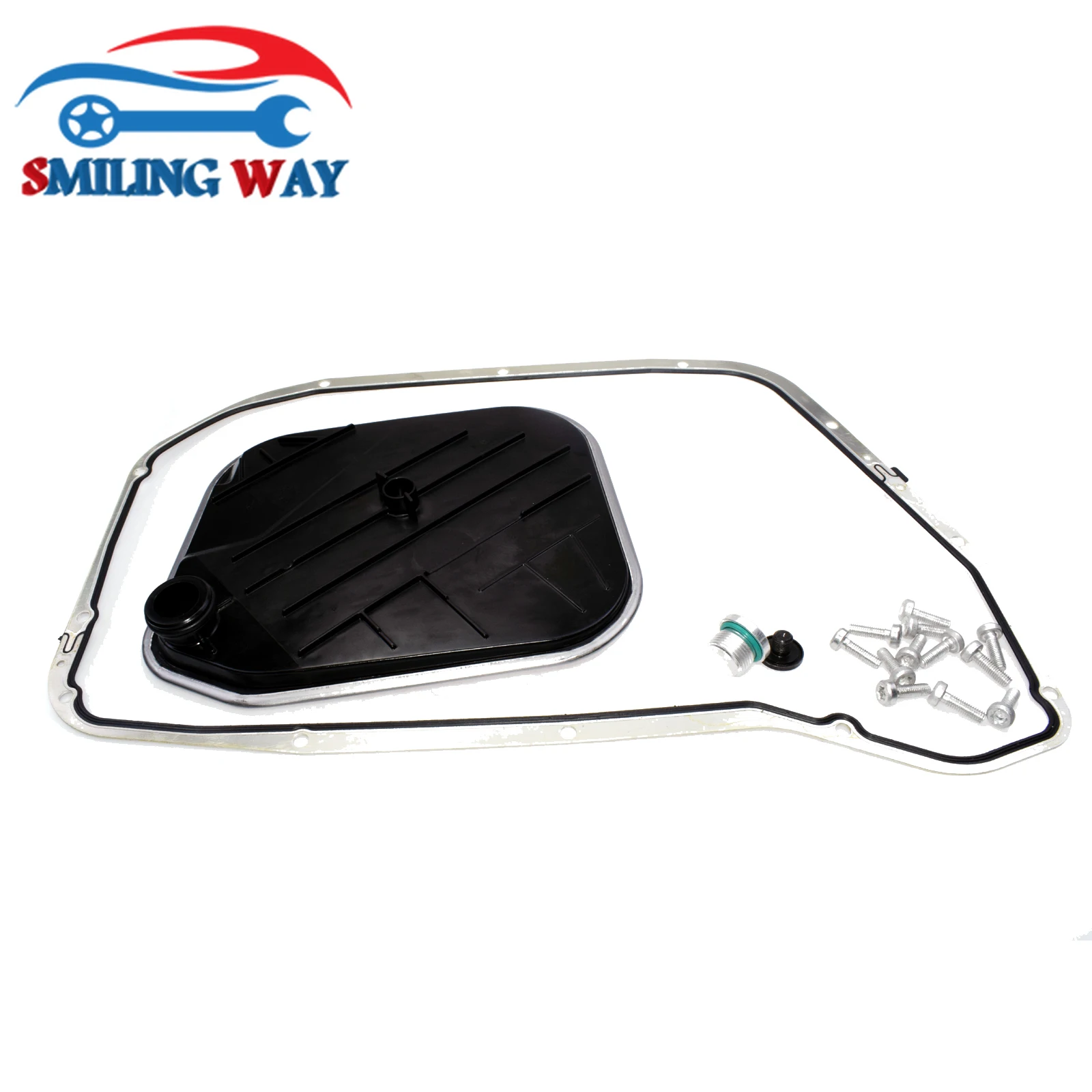 SMILING WAY# Automatic Transmission Oil Filter & Pan Gasket Kit For Audi A4 A5 A6 A7 A8 Q5 1001360006 0BK398009 0BK398009A