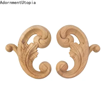 

6PCS Decoration Antique Carving Carving Wood Applique Wood Decal Onlay Rubber Wood Corner Walls Cabinet Window Statues