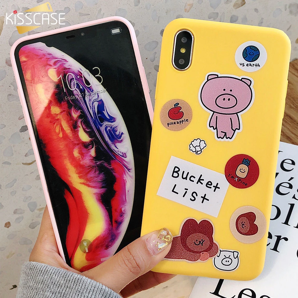 KISSCASE Cartoon Phone Case For iPhone XR 7 8 6 6S Plus Cute Pig Animals Cases X XS MAX Soft TPU Back Covers Funda |