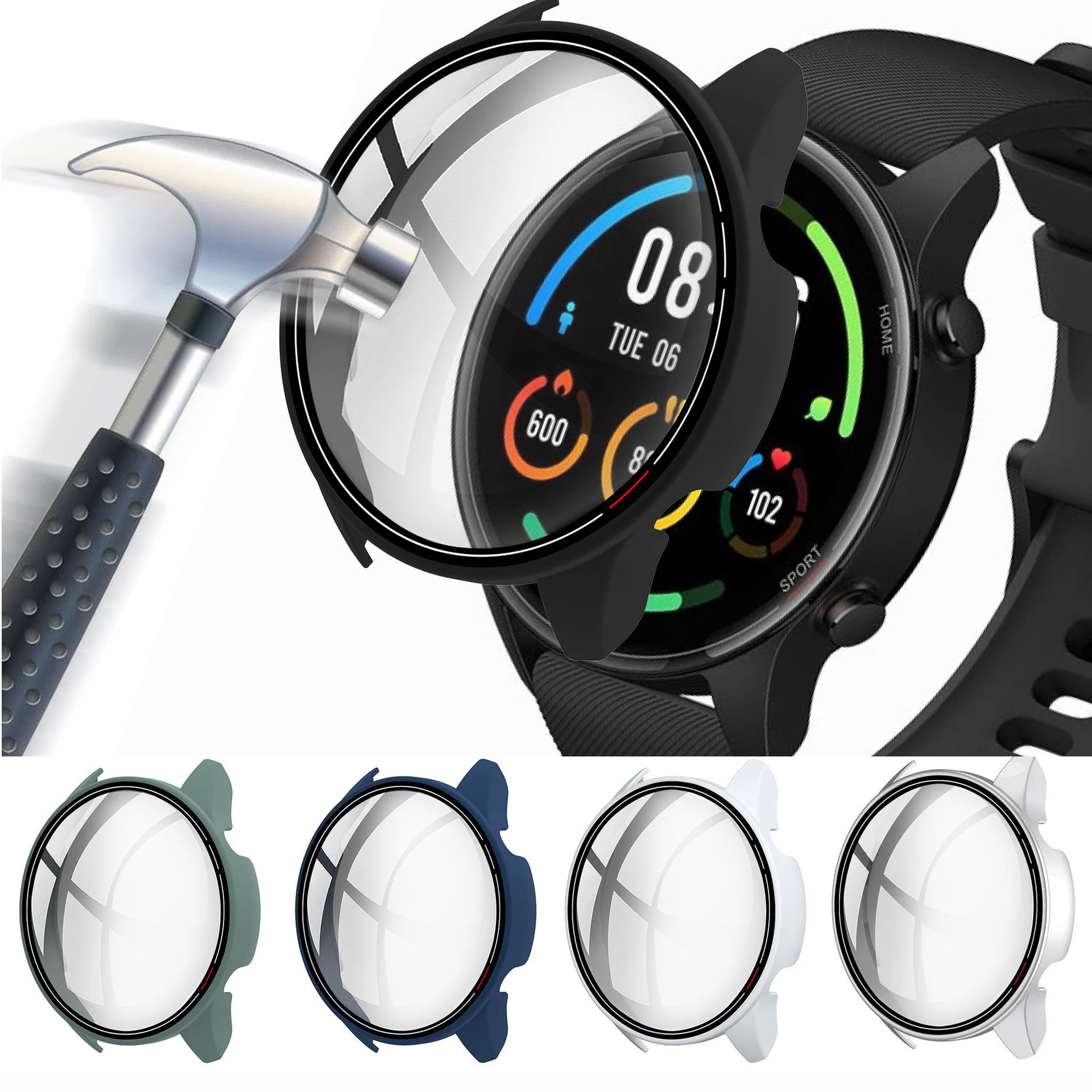 Hard Edge Screen Glass Protector Case Shell Frame For Xiaomi Mi Watch Color Sports Version Smart Watch Protective Bumper Cover