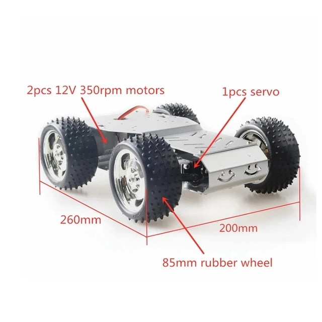 4WD RC Smart Car Chassis With Metal Steering Gear  Robot Platform Kit Motor And Servo Diy Rc Toy For Arduino Education And Maker
