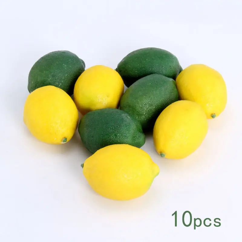 

10PC Lifelike Artificial Lemons Limes Decorative Faux Fruit Imitation Home Decor