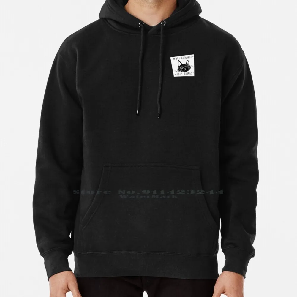 

More Hummus Less Hamas Hoodie Sweater 6xl Cotton Israel Hummus Gaza Terror Hamas Cat Politics Women Teenage Big Size Pullover