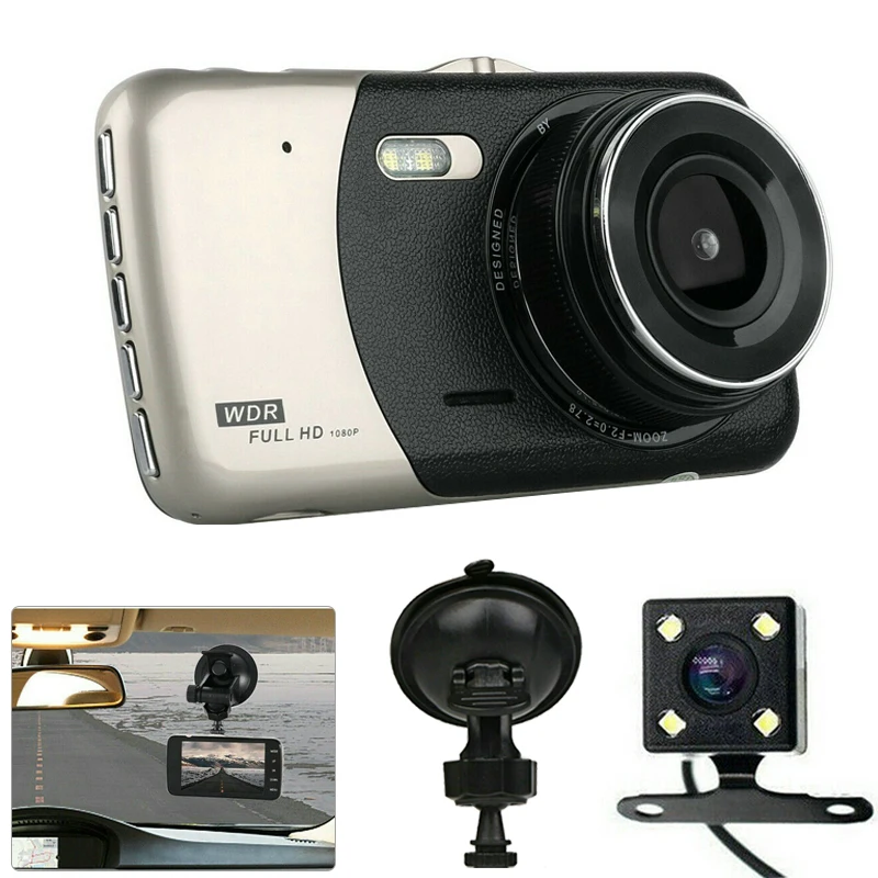 ЖК экран 170 градусов видеорегистратор Двойной объектив HD 1080P камера
