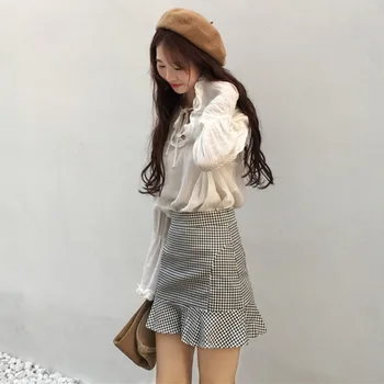 

Sexy Girls Mini High Waist Skirt Preppy Style Plaid Ruffles Women Chic Summer Autumn Skirts