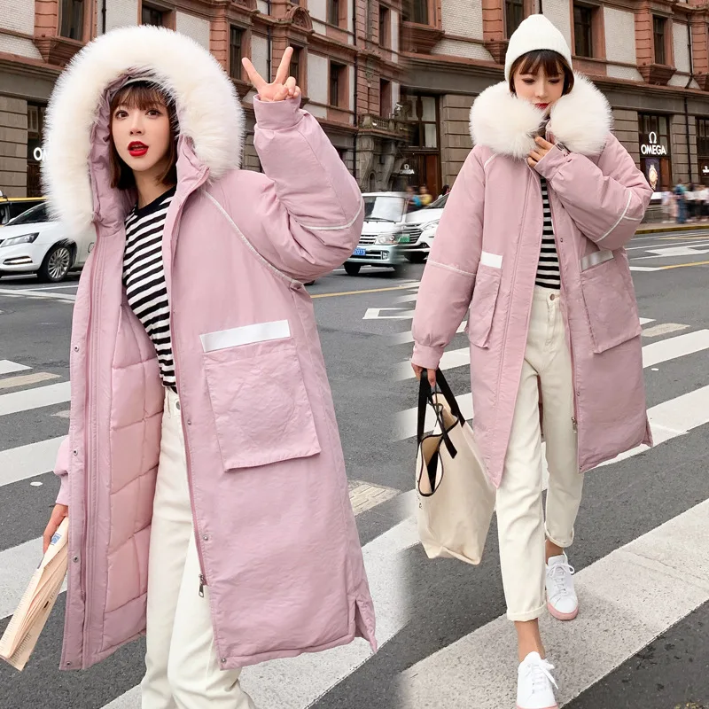 

2019 Autumn And Winter New Style South Korea Dongdaemun down Jacket Cotton-padded Clothes Women's Mid-length Loose-Fit Large Fur