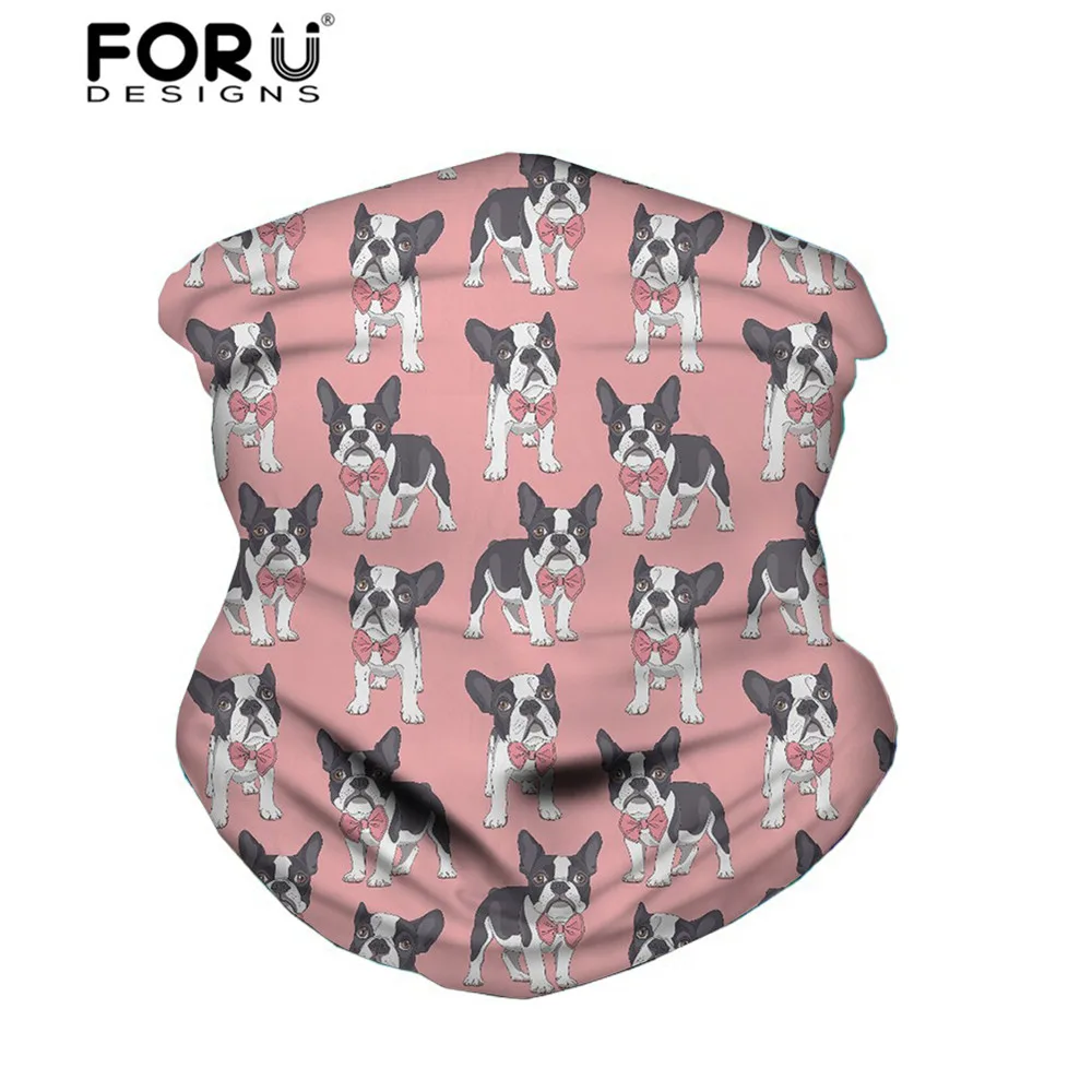 

FORUDESIGNS Cute Bulldog Dog Pink Women's Scarves Hijab Scarf for Ladies Breathable Windproof Bandana Female Face Seamless Mask
