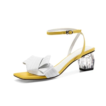 

2020 Genuine Leather Women Sandals Dancing Party crystal high Heels Pumps 2020 New Arrival Fashion Peep Toe Shoes Woman