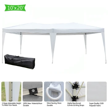 

3 X 6m Home Use Outdoor Camping Waterproof Folding Tent With Carry Bag White Color 210d Oxford Cover Durable First-Rate Steel
