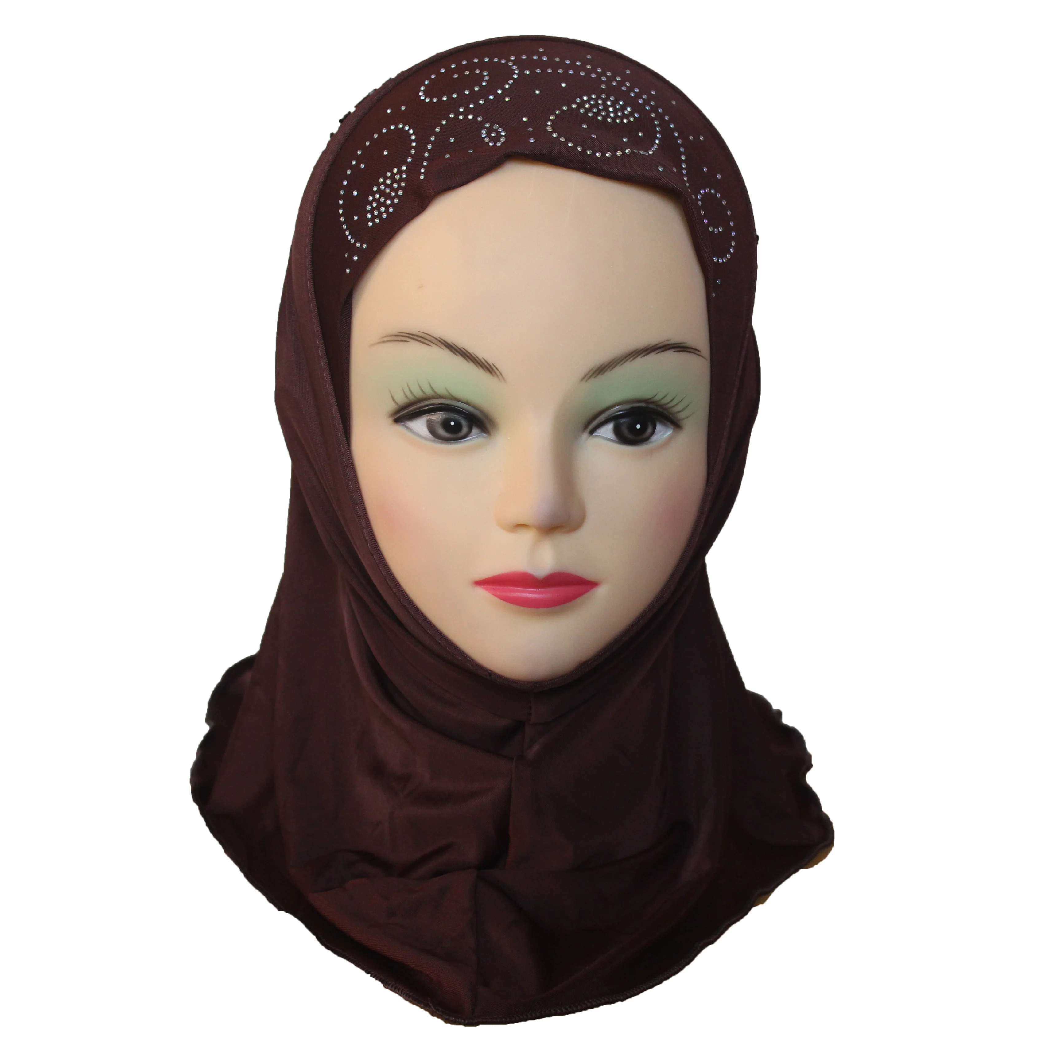 Мусульманский детский хиджаб для девочки, красивый исламский шарф с вышивкой, шали с красивым сверлом для девочек 2-5 лет
