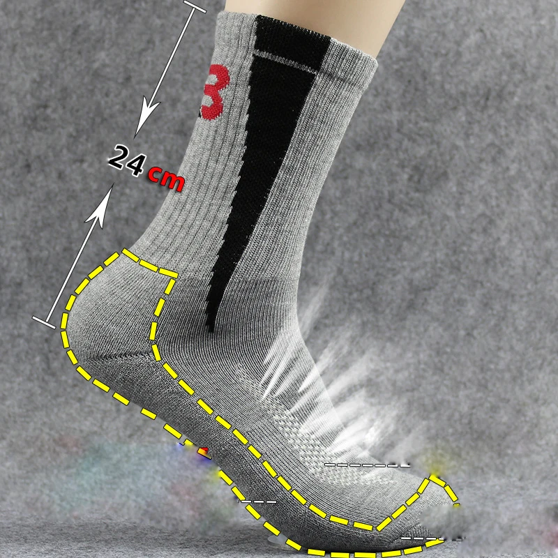 Professional Sport Socks Thick Compression Basketball Sock Outdoor Ski Mountain Hiking Fitness Tubing Sweat Towel Men Socks