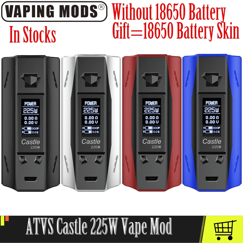 

Original ATVS Castle 225W Box Mods Kit With TC Vape Kit Without 18650 Battery Vape Kits For 510 RDA RTA Atomizer Vape Mods