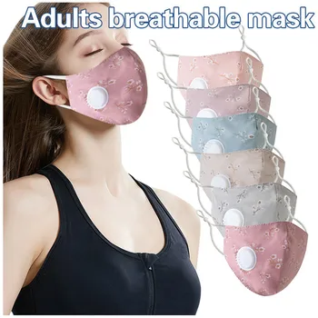 

In Stock Adult Floral Print Facemaksmask Printing Windproof Filter Cotton Washable Reusable CoverMondkapje #Z40