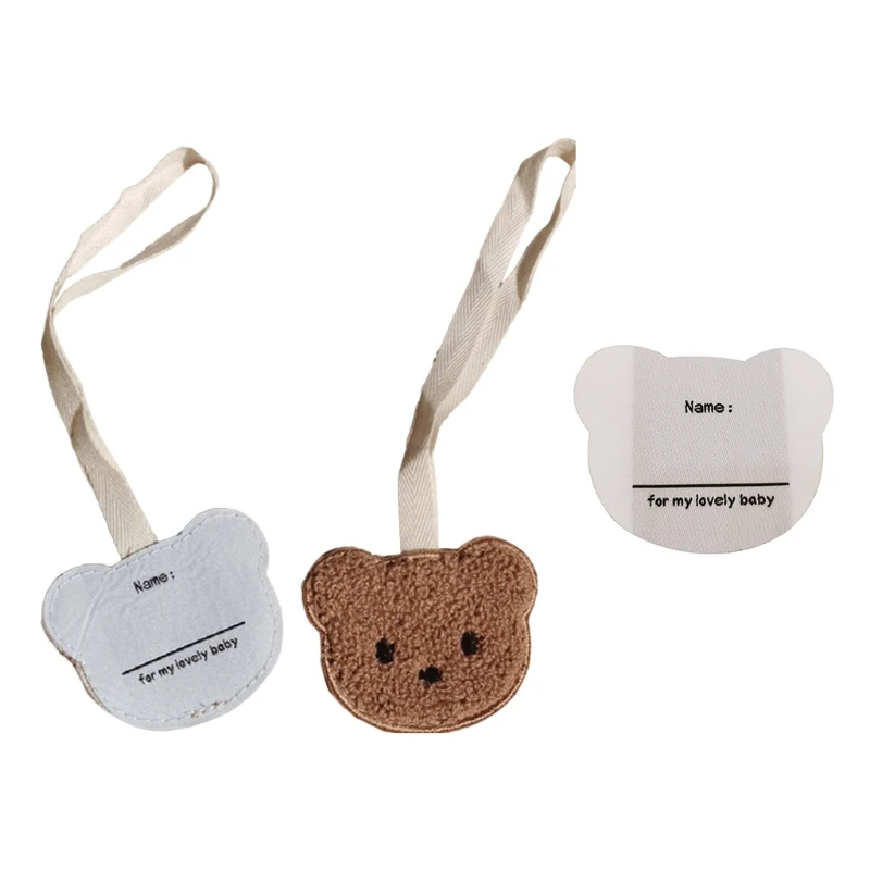 

Cartoon Bear Animal Embroidery Patch Kids Handwritten Name Anti-Lost Pendant Tag Baby School Bag Lanyard G99C