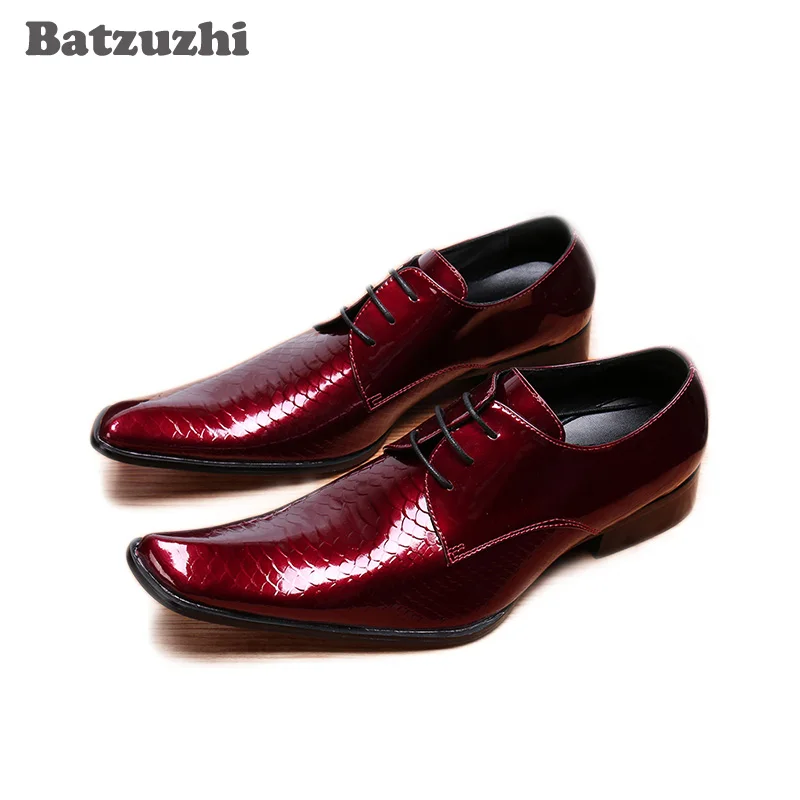 

Туфли Batzuzhi мужские деловые, Роскошные, кожаные, на шнуровке, винно-красные, для свадьбы, вечеринки, 46