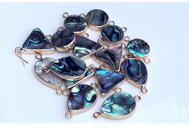 

Natural Jewelry Abalone Shell Pendant Water Drop Triangular Round Double Ear Connector Necklace for Jewelry Making Accessories