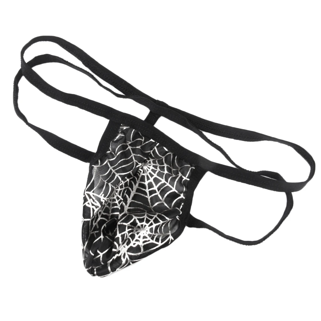 Mens Spider Web Posing Pouch Jock Strap Briefs Thong T-back G-string Underwear
