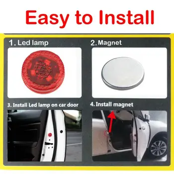 

4pcs Car door Light Open Warning Strobe Flash Anti-collision Red DC12V