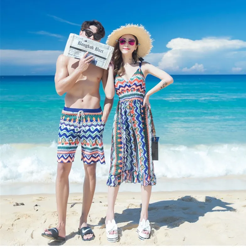 

COUPLE'S Swimsuit Women's Three-piece Set Large Size Split Type Seaside Holiday Men's Beach Wide-Leg Trousers Ethnic-Style.