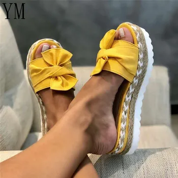 

Fashion Sandals Shoes Women Bow Summer Sandals Slipper Indoor Outdoor Flip-flops Beach Shoes Female Slippers 2020 Summer