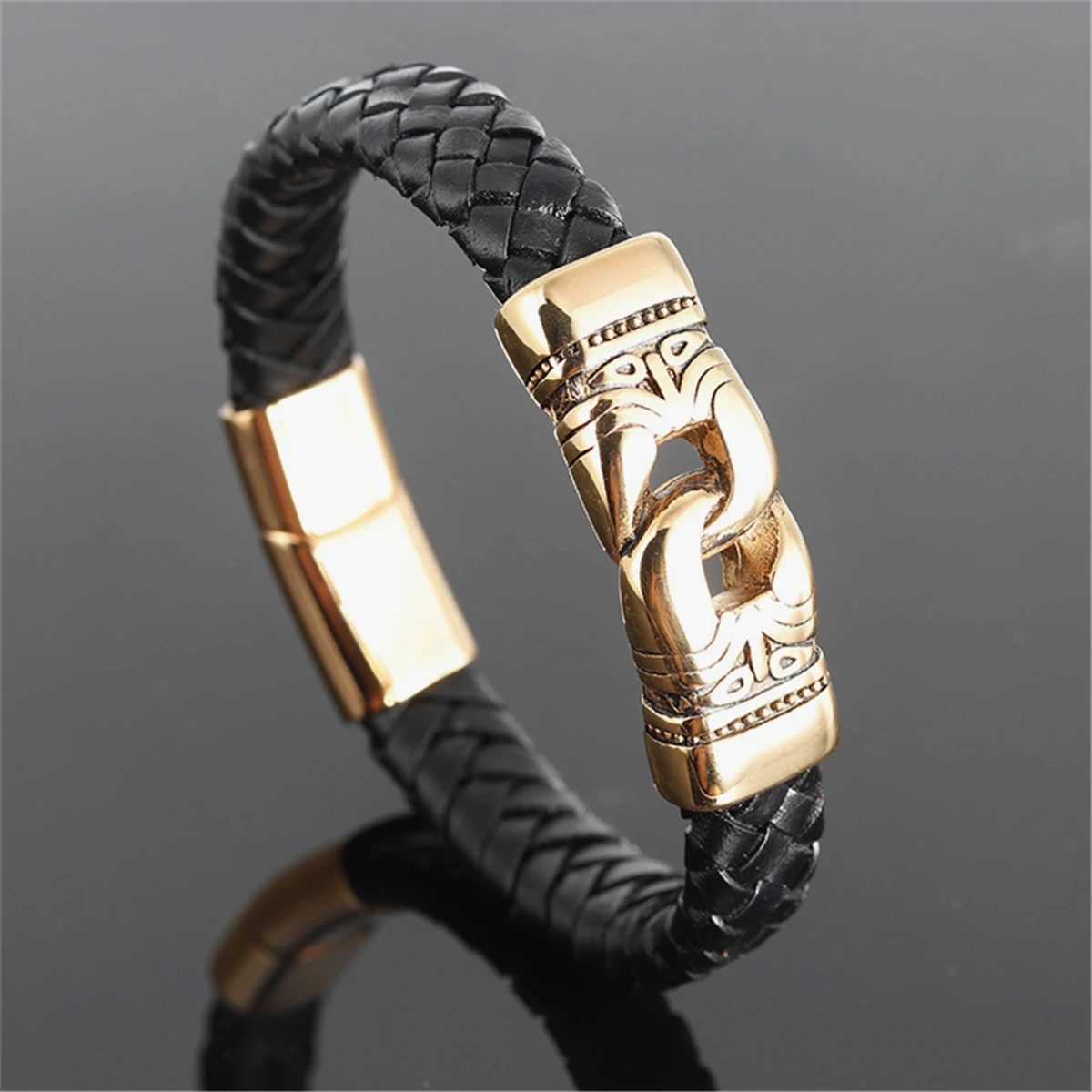 Очарование кожаный браслет для мужчин из нержавеющей стали 19/21/23 см Размеры натуральная кожа обаятельные