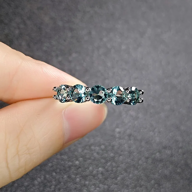 2021 New Hot Sale Peacock Molanbao Adjustable Ring Light Luxury Inlaid With Diamonds Imitation Blue Topaz Ring For Women Jewelry