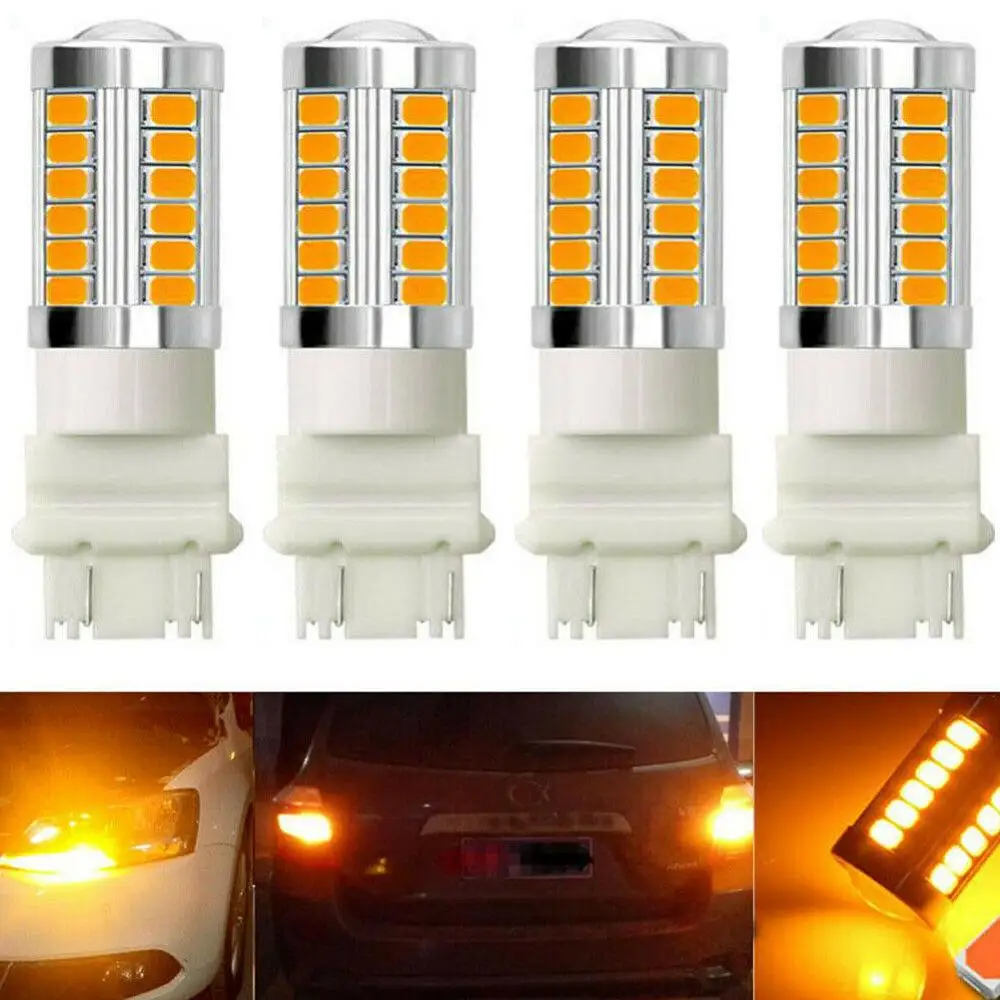 

10 Amber 4 SMD 12 / 24V LED Super Bright Car Parking Reverse Brake Turn Signal Taillight Transparent Lightweight
