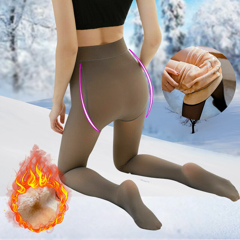 Полупрозрачные Чулки с имитацией ног; теплые флисовые Колготки; плотные эластичные обтягивающие зимние уличные колготки; ropa mujer 1