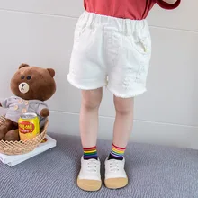 Детская одежда; летние брюки для девочек; Новинка года; стильные однотонные шорты в Корейском стиле для малышей; повседневные джинсы