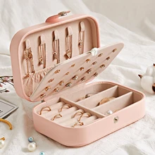 Kompakte Tragbare Anti-scratch PU Leder Schmuck Lagerung Box Feuchtigkeits Multi-funktion Halskette Ring Organizer Fall für Frauen