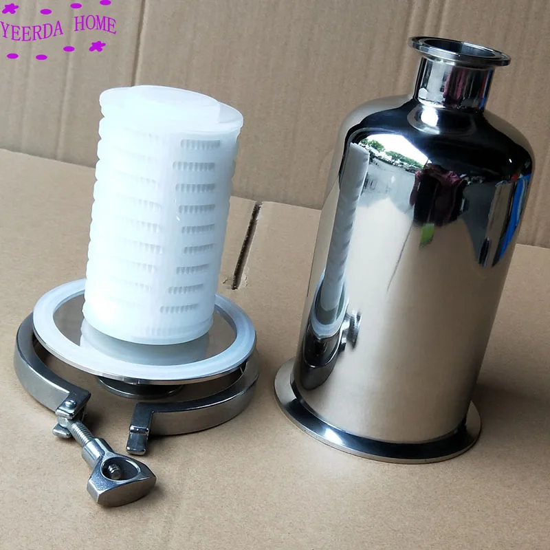 Sterile respirator SS304 Sanitary Pipe Filter Ferrule OD 50.5mm Air Filter Tri-clamp Strainer PPT Element 5"/10"