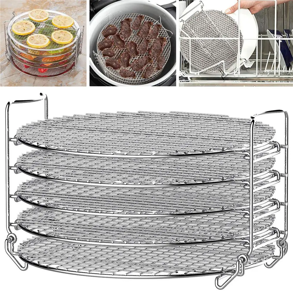 Grill Stand Air Fryer with Five Stackable Layers Food Grade 304 Stainless Steel Dehydrator Rack Accessories |