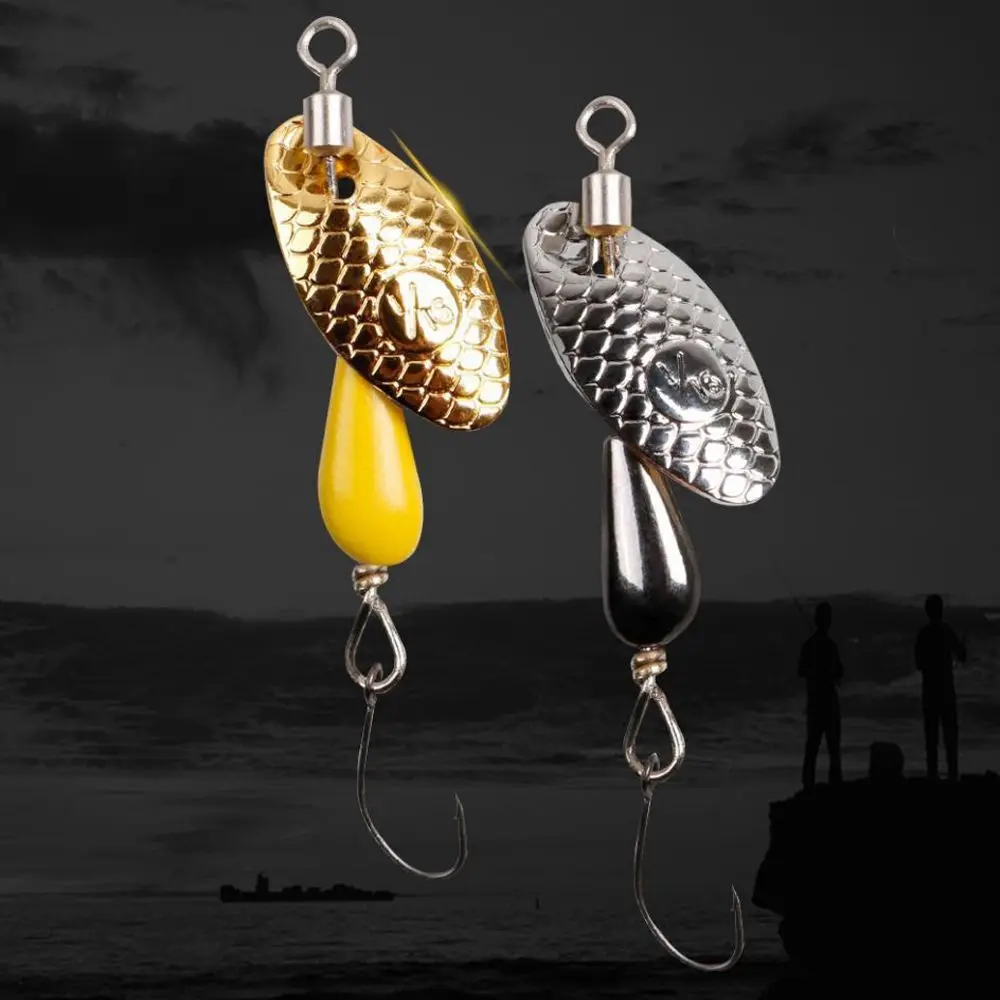 Rotating Spinner Spoon Fishing Lure Artificial Metal Sequins Bait 5.5cm